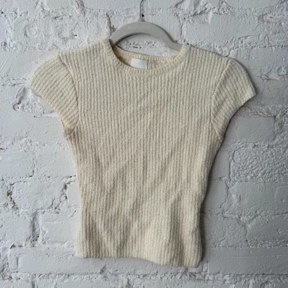 Cream Ribbed Knit Top